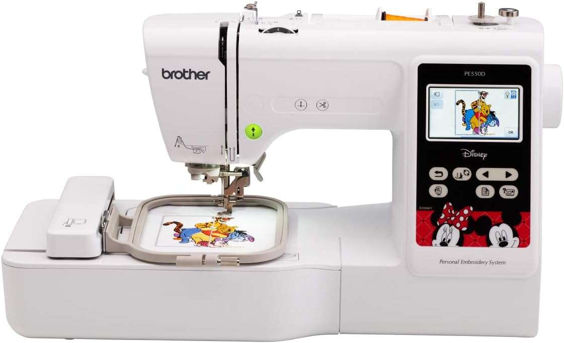 Brother Embroidery Machine, PE550D, 125 Built-in Designs including 45 Disney Designs, 9 Font Styles, 4 x 4 Embroidery Area, Large 3.2 LCD Touchscreen, USB Port - 1