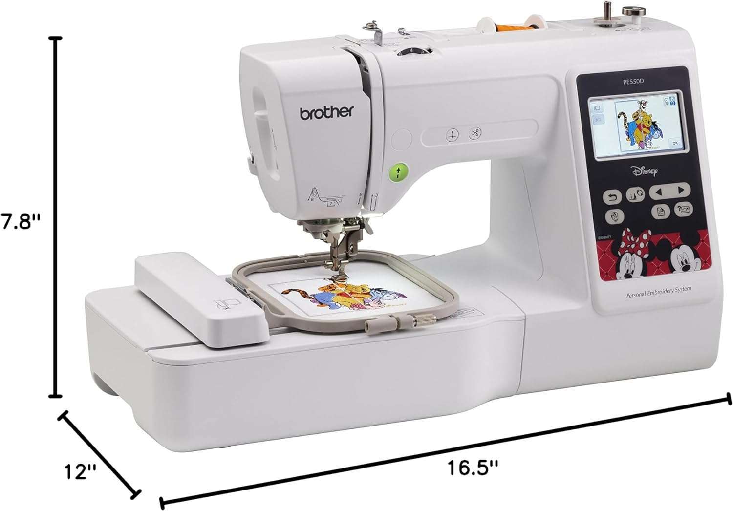 Brother Embroidery Machine, PE550D, 125 Built-in Designs including 45 Disney Designs, 9 Font Styles, 4 x 4 Embroidery Area, Large 3.2 LCD Touchscreen, USB Port - 10