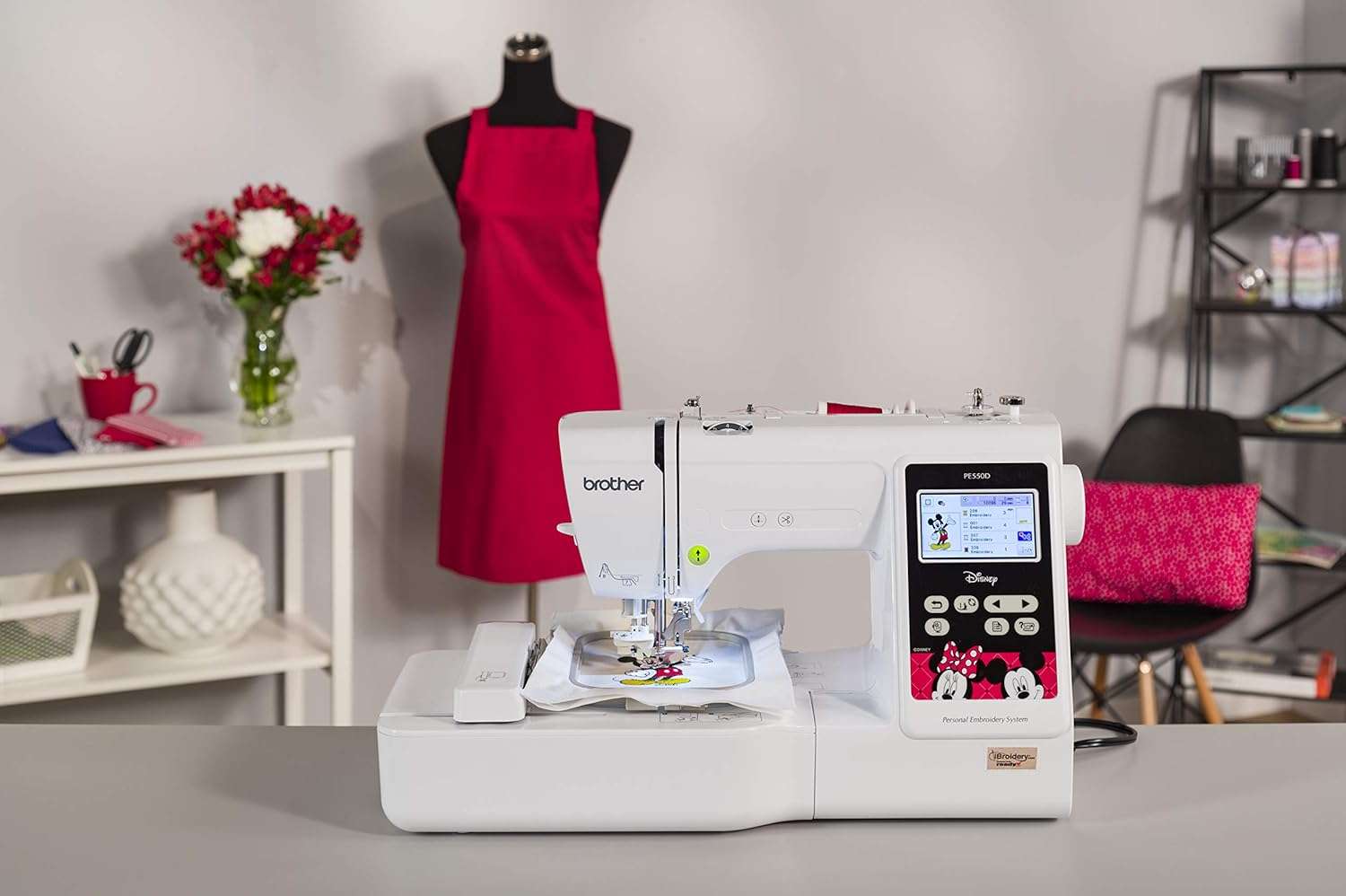 Brother Embroidery Machine, PE550D, 125 Built-in Designs including 45 Disney Designs, 9 Font Styles, 4 x 4 Embroidery Area, Large 3.2 LCD Touchscreen, USB Port - 11