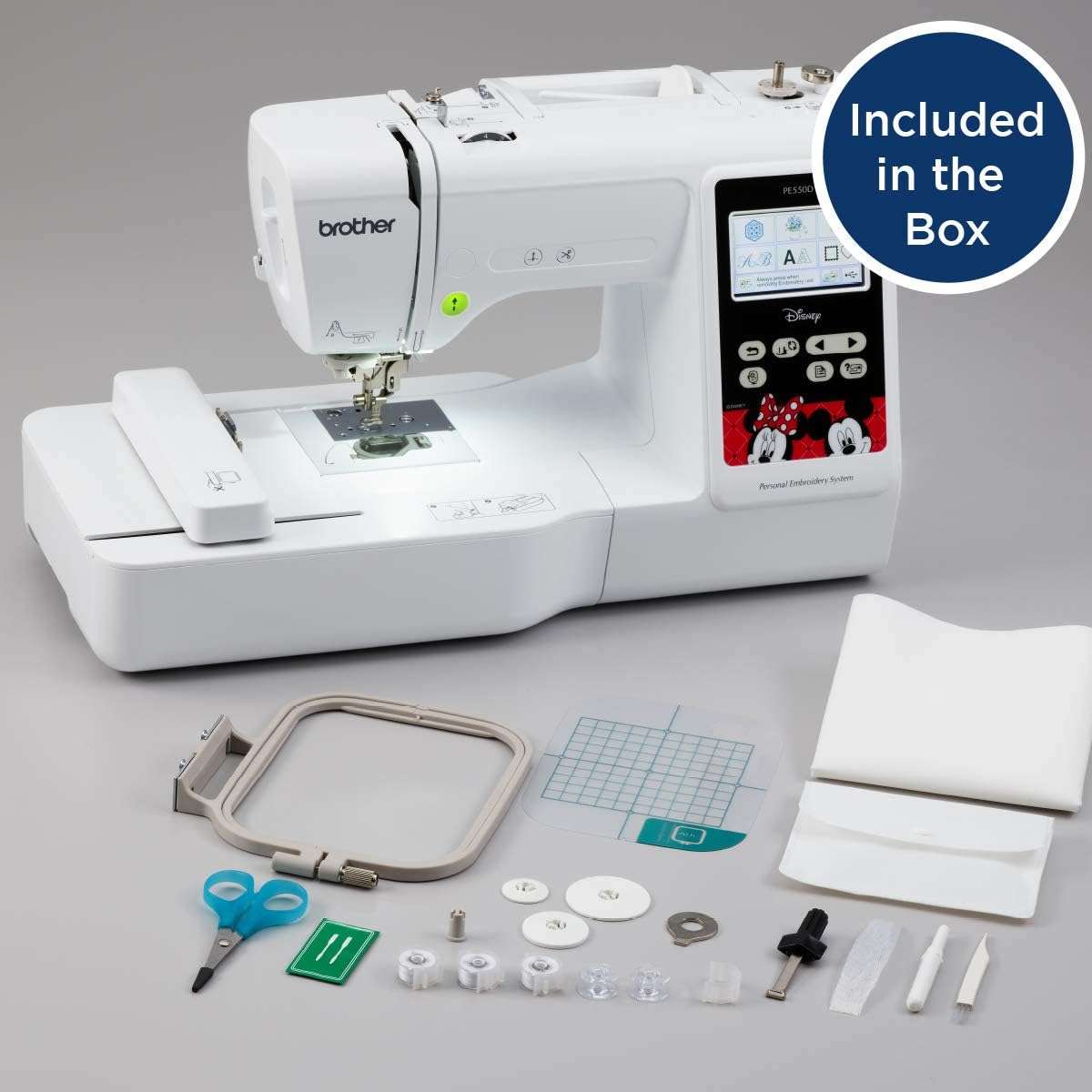 Brother Embroidery Machine, PE550D, 125 Built-in Designs including 45 Disney Designs, 9 Font Styles, 4 x 4 Embroidery Area, Large 3.2 LCD Touchscreen, USB Port - 8
