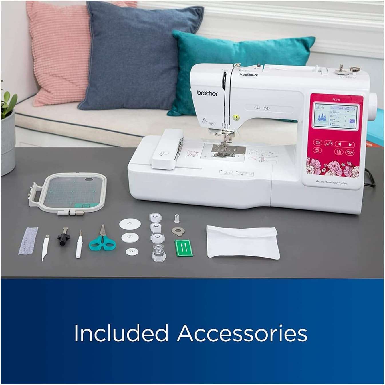 Brother PE545 Embroidery Machine, Wireless LAN Connected, 135 Built-in Designs, 4 x 4 Hoop Area, Large 3.7 LCD Touchscreen, USB Port, 10 Font Styles - 3