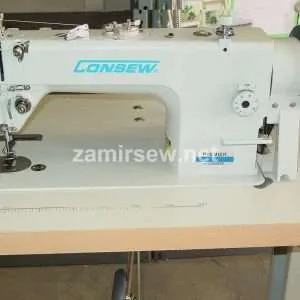 Consew upholstery Walking Foot Industrial Sewing Machine with Table and Servo Motor Drop Feed, Needle Feed, Walking Foot, Lockstitch Machine