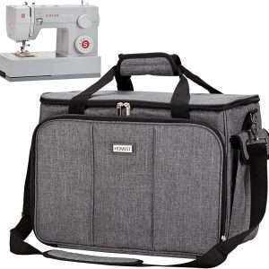 HOMEST Sewing Machine Carrying Case with Multiple Storage Pockets, Universal Tote Bag with Shoulder Strap Compatible with Most Standard Singer, Brother, Janome, Grey - 1