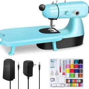 Mini Sewing Machine, Electric Sewing Machine with Sewing Bag, Expansion Board, LED Light, Fast Stitch Suitable for Clothes,Cutains,Jeans,DIY Home Travel