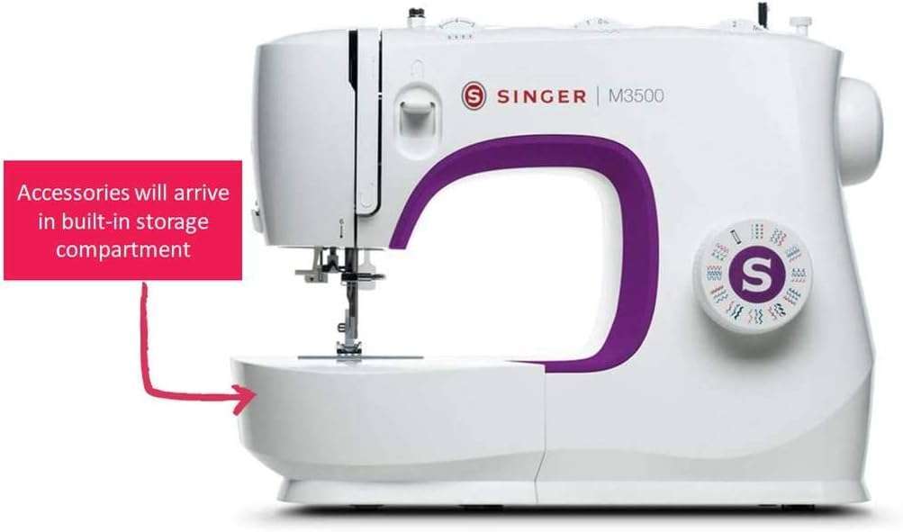 SINGER - M3500 Sewing Machine With Accessory Kit & Foot Pedal - 110 Stitch Applications - Simple & Great for Beginners - 6