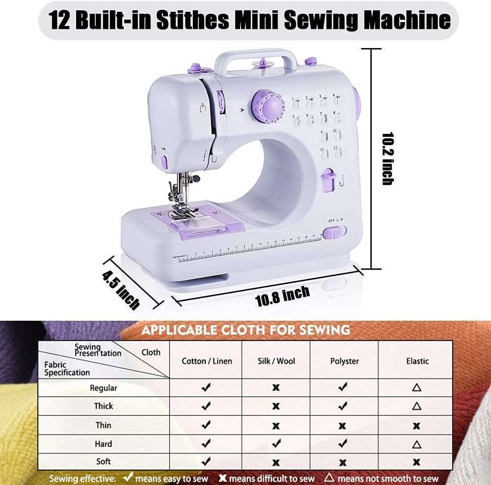 rxmeili Sewing Machine Portable mini Electric Sewing Machine for beginners 12 Built-in Stitches 2 Speed with Foot Pedal，Light, Storage Drawer - 6