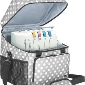 LUXJA Serger Case for Most Standard Overlock Machines, Serger Bag with Accessories Storage Pockets (Patented Design), Gray Dots - 1