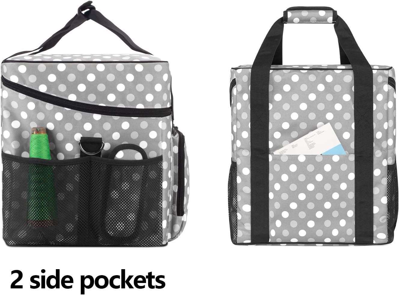 LUXJA Serger Case for Most Standard Overlock Machines, Serger Bag with Accessories Storage Pockets (Patented Design), Gray Dots - 3