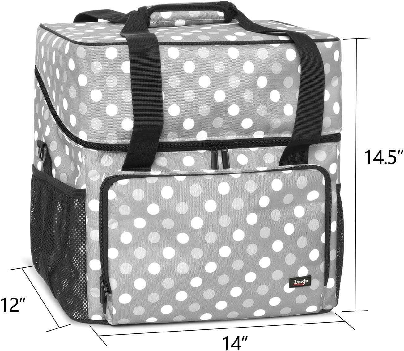 LUXJA Serger Case for Most Standard Overlock Machines, Serger Bag with Accessories Storage Pockets (Patented Design), Gray Dots - 5