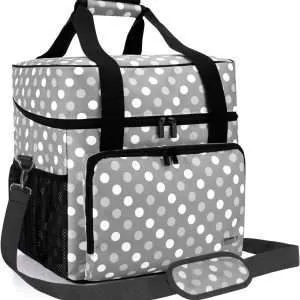 LUXJA Serger Case for Most Standard Overlock Machines, Serger Bag with Accessories Storage Pockets (Patented Design), Gray Dots