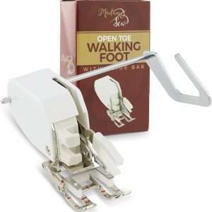 Madam Sew Open Toe Walking Foot for Quilting and Sewing - Stitch Through Multiple Layers and Match Prints - Compatible with Low-Shank Sewing Machine - Brother, Singer, Janome, Babylock & More - 1