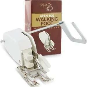 Madam Sew Open Toe Walking Foot for Quilting and Sewing | Stitch Through Multiple Layers and Match Prints | Compatible with Low-Shank Sewing Machine | Brother, Singer, Janome, Babylock & More
