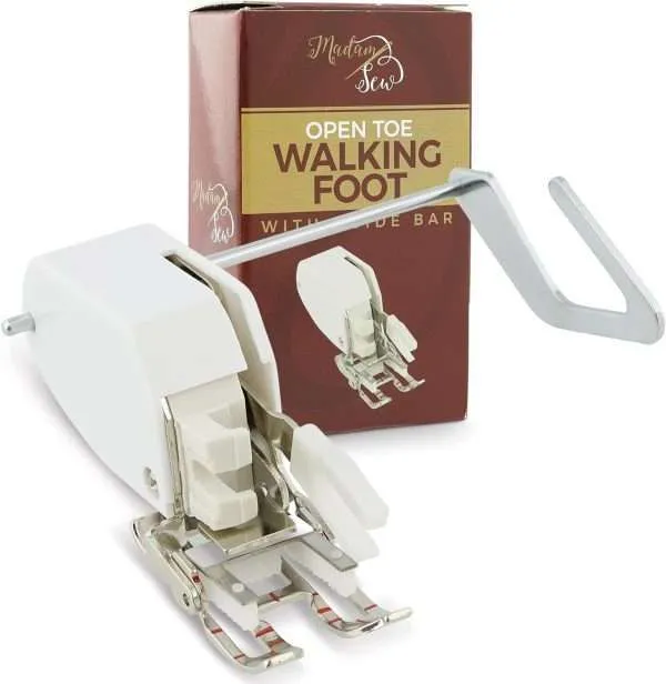 Madam Sew Open Toe Walking Foot for Quilting and Sewing | Stitch Through Multiple Layers and Match Prints | Compatible with Low-Shank Sewing Machine | Brother, Singer, Janome, Babylock & More