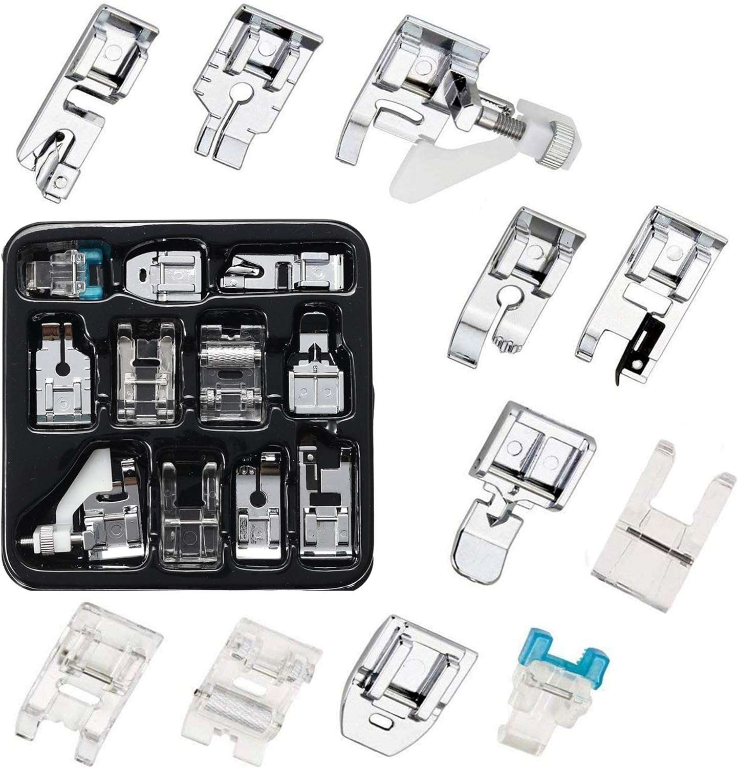 Presser Feet Set 11Pcs Snap On Sewing Machine Foot for Brother Singer Janome Babylock Kenmore Low Shank Sewing Machine Use - 1