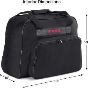 SINGER - Machine Carrying Case, Black, Spacious Case Fits Most Standard Sewing Machines and Sergers, Fully-Padded Interior, Durable Canvas Exterior, Easy Zip, Large Front Pocket, Easy Transport - 2