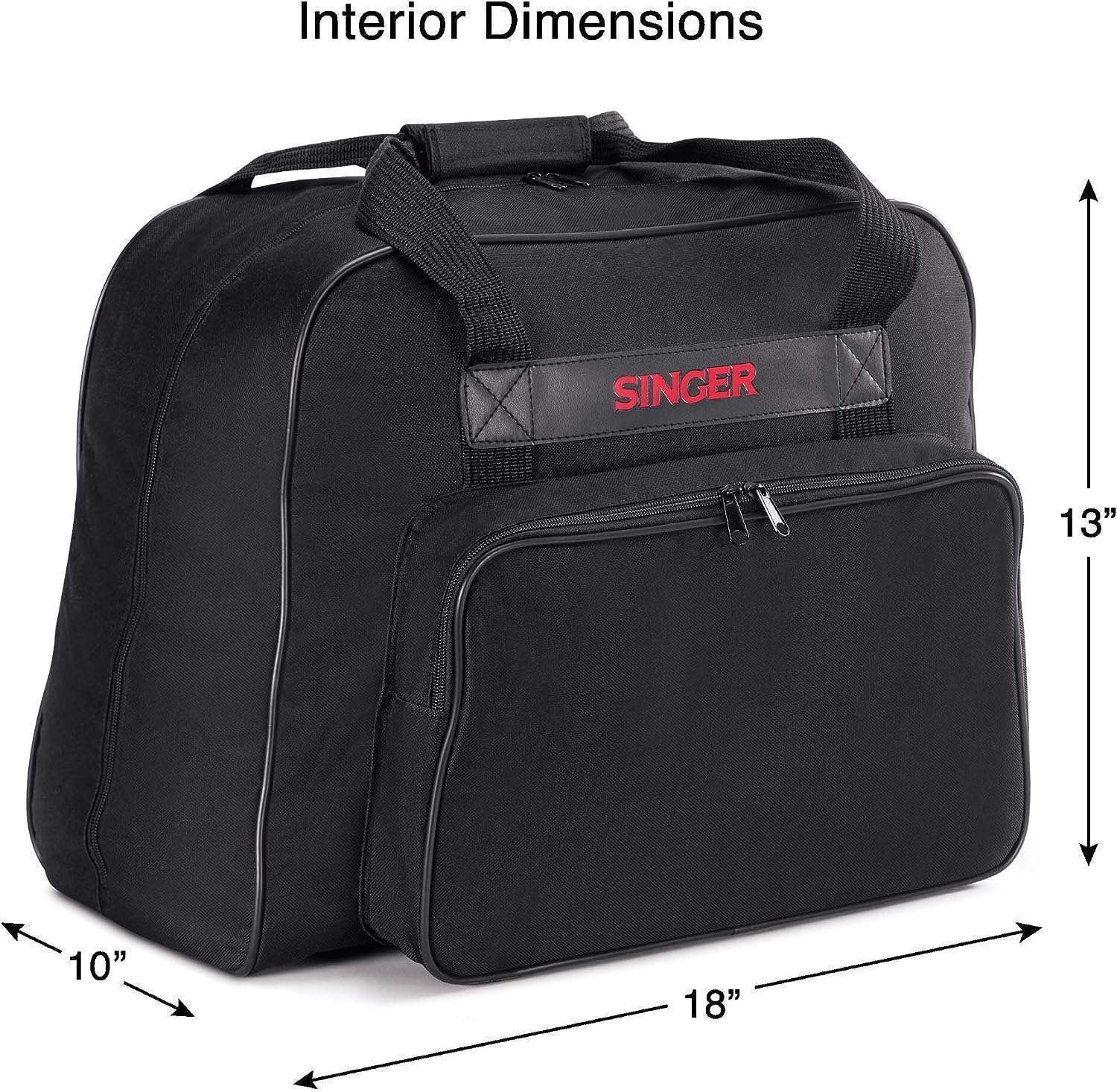 SINGER - Machine Carrying Case, Black, Spacious Case Fits Most Standard Sewing Machines and Sergers, Fully-Padded Interior, Durable Canvas Exterior, Easy Zip, Large Front Pocket, Easy Transport - 2