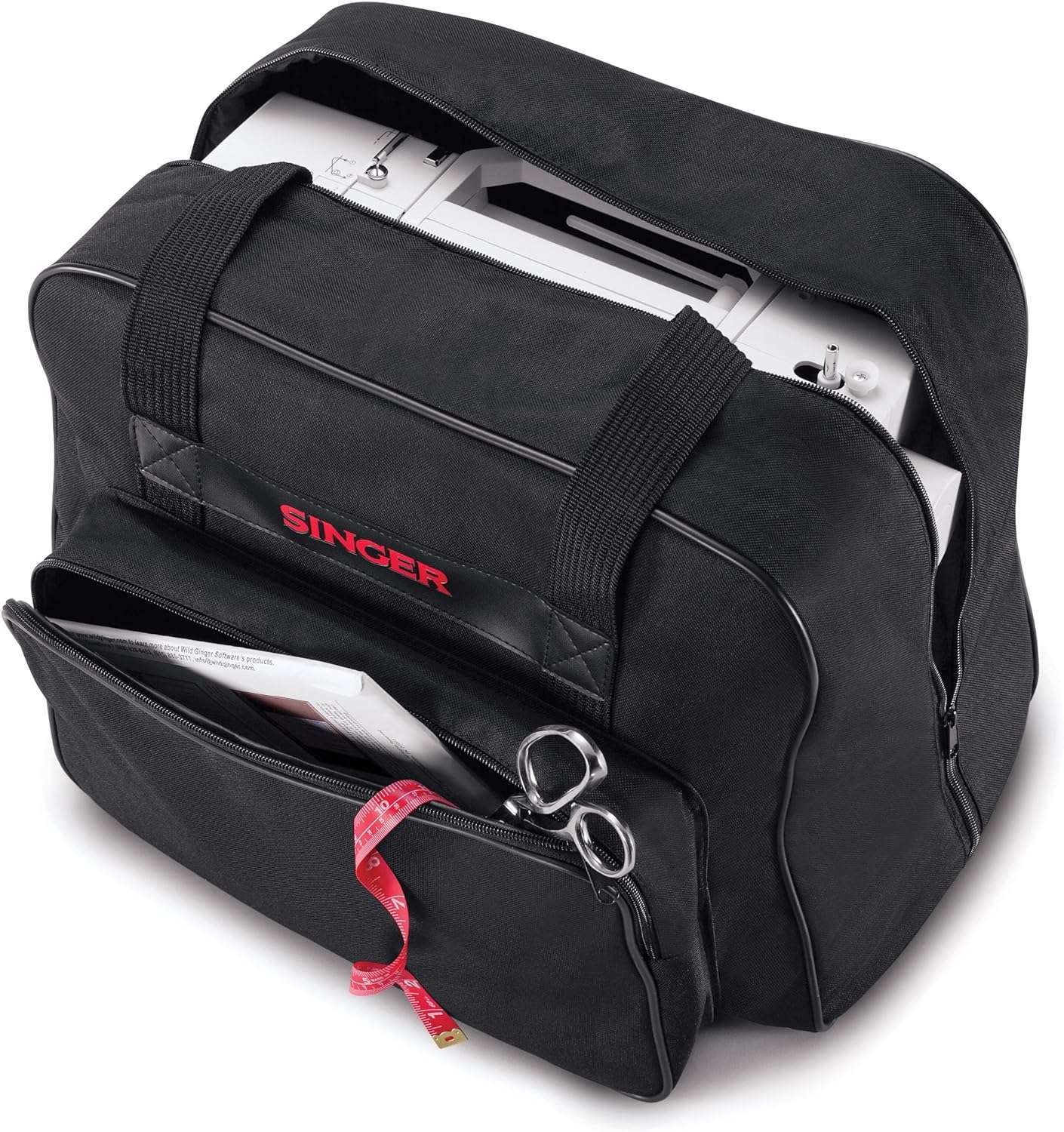 SINGER - Machine Carrying Case, Black, Spacious Case Fits Most Standard Sewing Machines and Sergers, Fully-Padded Interior, Durable Canvas Exterior, Easy Zip, Large Front Pocket, Easy Transport - 3