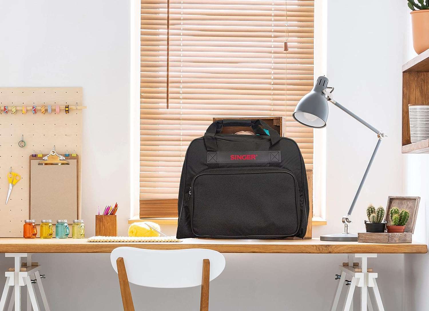 SINGER - Machine Carrying Case, Black, Spacious Case Fits Most Standard Sewing Machines and Sergers, Fully-Padded Interior, Durable Canvas Exterior, Easy Zip, Large Front Pocket, Easy Transport - 5
