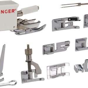 SINGER - Sewing Machine Accessory Kit, Including 9 Presser Feet, Twin Needle, and Case, Clear - Sewing Made Easy - 1