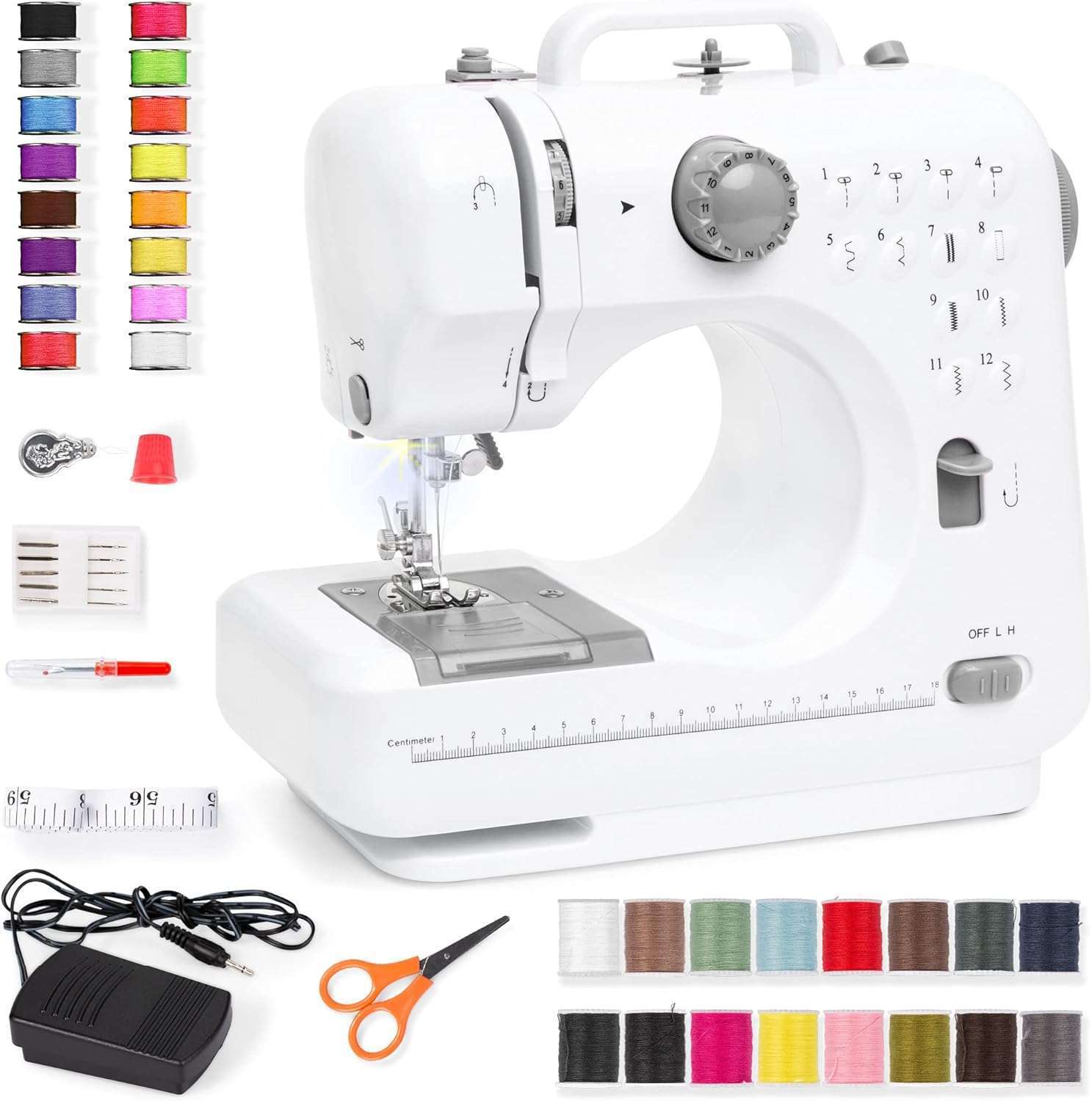 Best Choice Products Compact Sewing Machine, 42-Piece Beginners Kit, Multifunctional Portable 6V for Beginner w- 12 Stitch Patterns, Light, Foot Pedal, Storage Drawer - 1