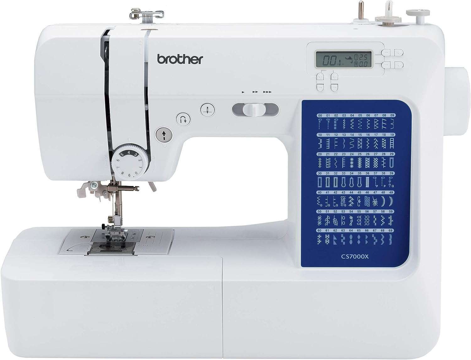 Brother CS7000X Computerized Sewing and Quilting Machine, 70 Built-in Stitches, LCD Display, Wide Table, 10 Included Feet, White - 1
