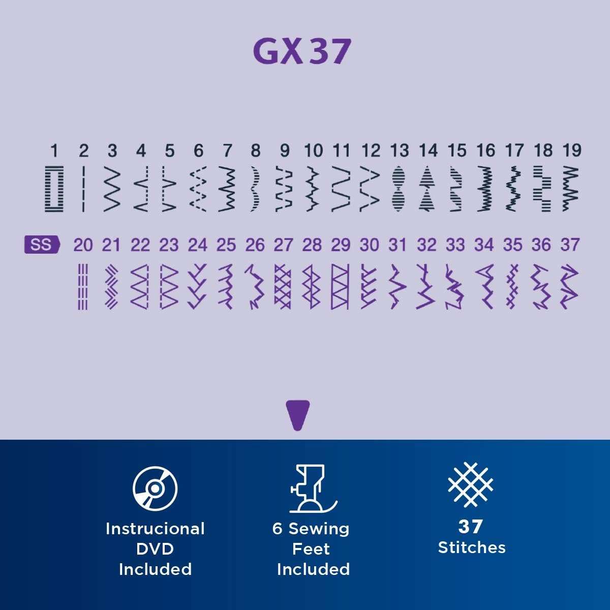 Brother Sewing Machine, GX37, 37 Built-in Stitches, 6 Included Sewing Feet - 3