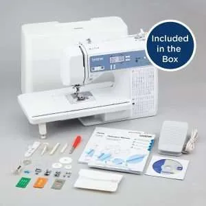 Brother Sewing and Quilting Machine, Computerized, 165 Built-in Stitches, LCD Display, Wide Table, 8 Included Presser Feet, White
