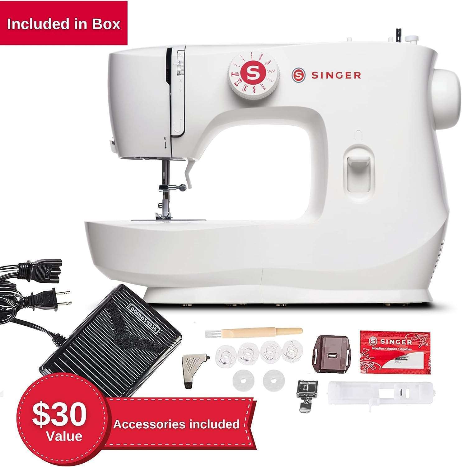 SINGER - MX60 Sewing Machine With Accessory Kit & Foot Pedal - 57 Stitch Applications - Simple & Great for Beginners - 2
