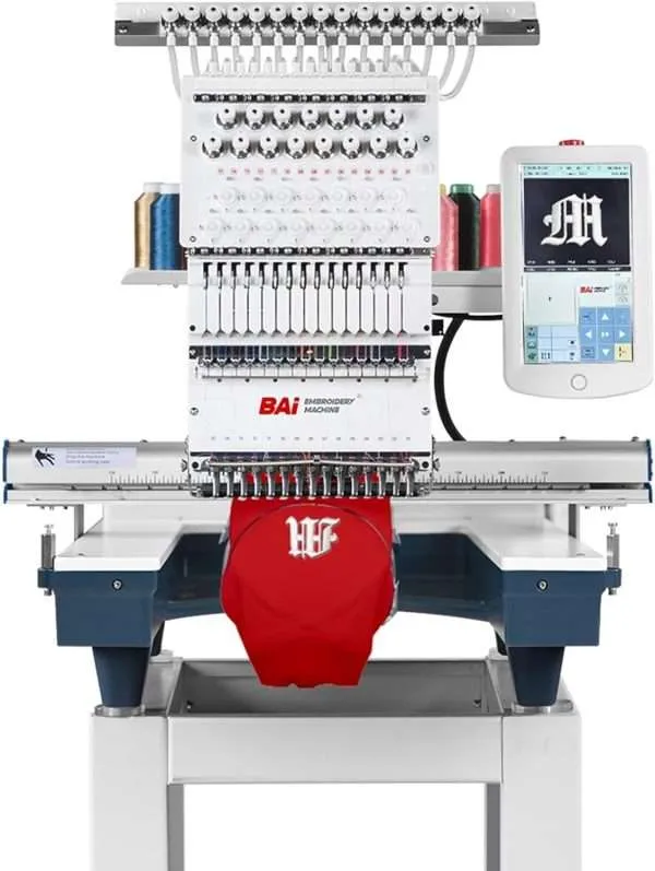 BAi Mirror1501 Hat Embroidery Machine Multi Needle,15 Needle Embroidery Machine with 13.7x19.7 Inches Large Embroidery Area,Commercial Embroidery Machine with Laser Positioning
