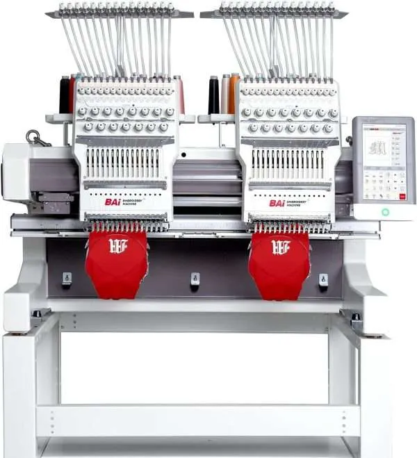 BAi VisionV22-2 Embroidery Machine Double Head Multi Needles Embroidery Machine for Hat, Heavy Duty Structure Industrial Embroidery Machine,15.7x17.7 Inches Embroidery Area and Wide Arm System