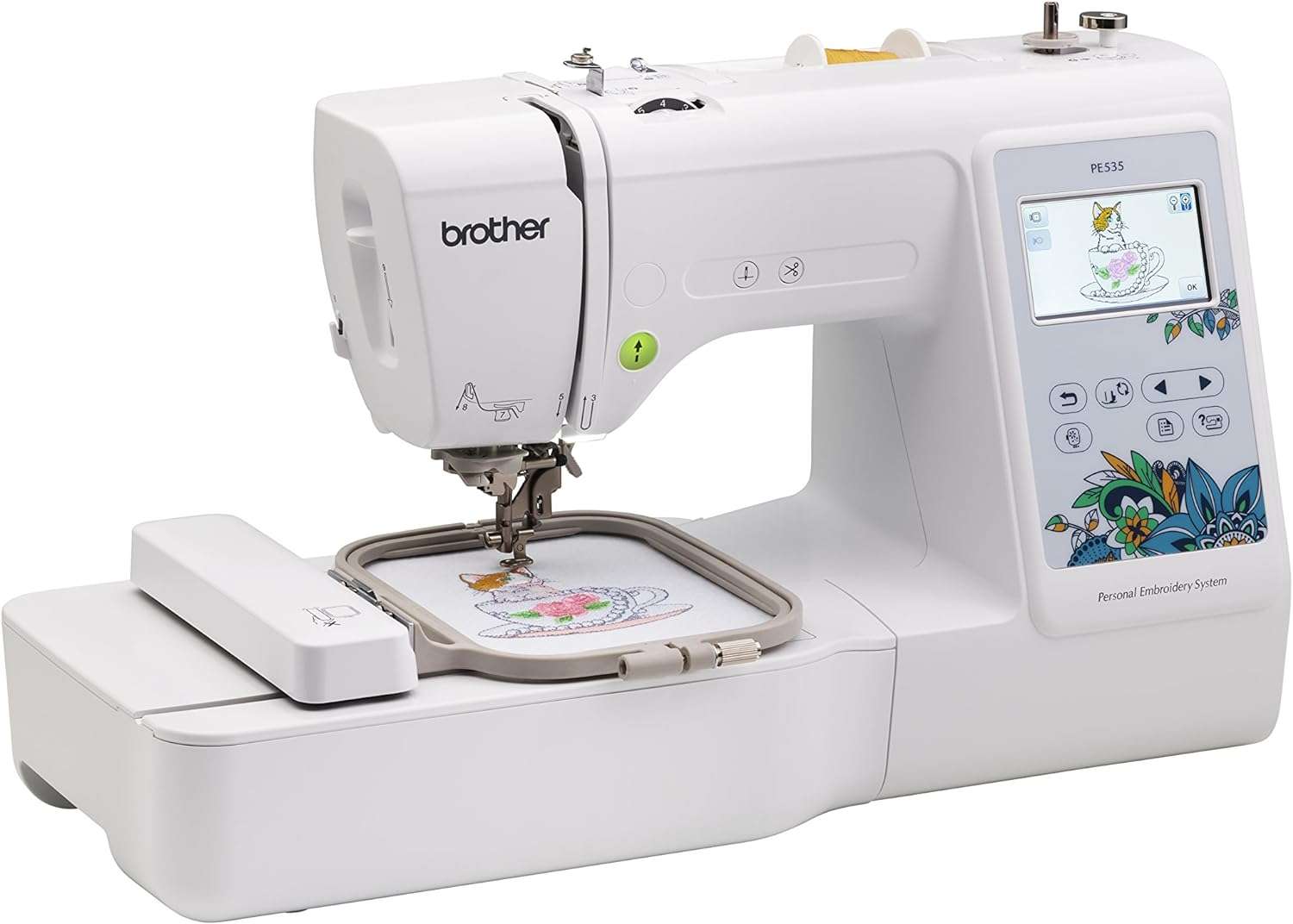 Brother Embroidery Machine, PE535, 80 Built-in Embroidery Designs, 9 Font Styles, 4 x 4 Embroidery Area, Large 3.2 LCD Touchscreen, USB Port - 11
