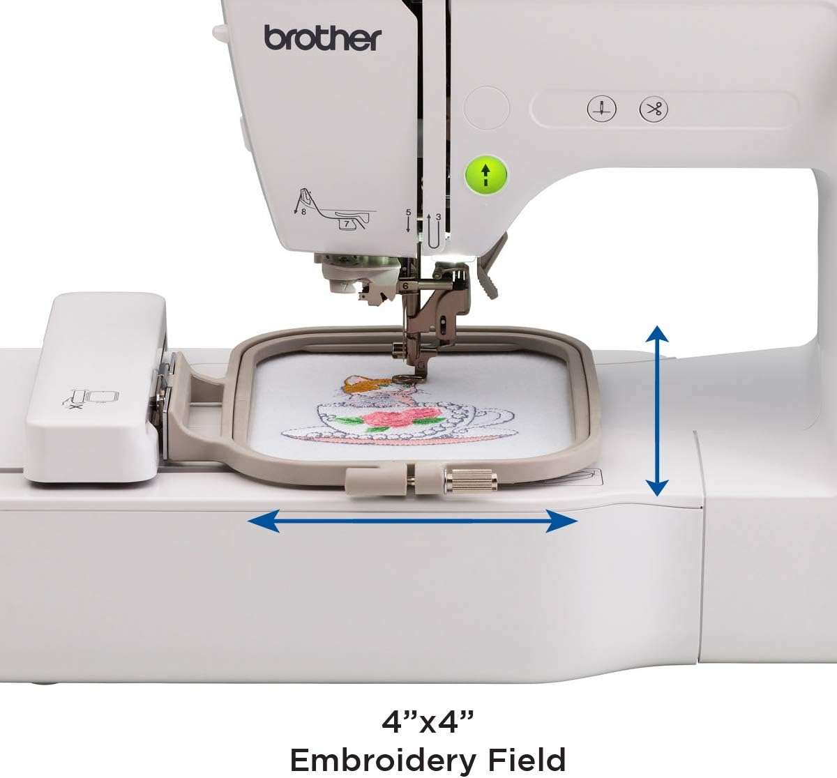 Brother Embroidery Machine, PE535, 80 Built-in Embroidery Designs, 9 Font Styles, 4 x 4 Embroidery Area, Large 3.2 LCD Touchscreen, USB Port - 2