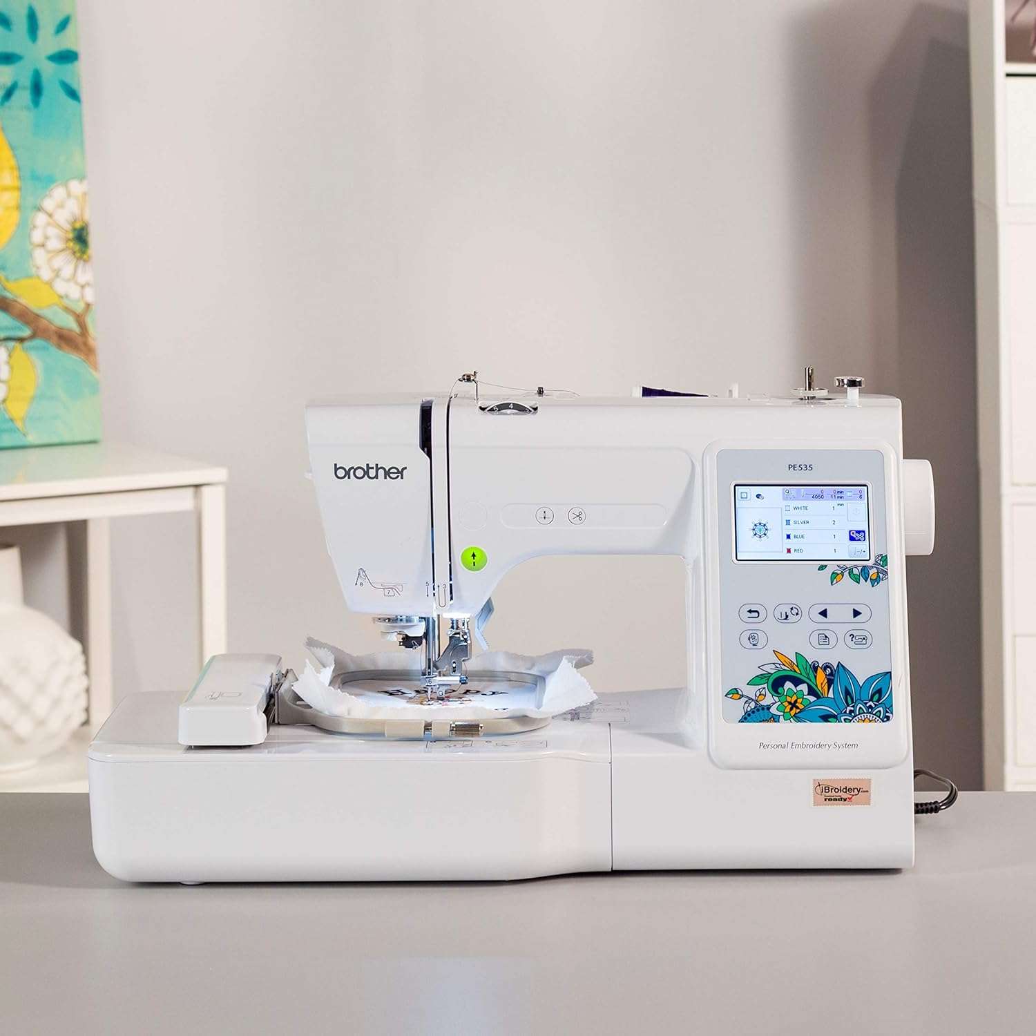 Brother Embroidery Machine, PE535, 80 Built-in Embroidery Designs, 9 Font Styles, 4 x 4 Embroidery Area, Large 3.2 LCD Touchscreen, USB Port - 3