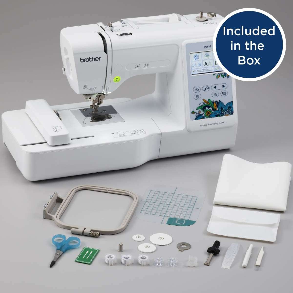 Brother Embroidery Machine, PE535, 80 Built-in Embroidery Designs, 9 Font Styles, 4 x 4 Embroidery Area, Large 3.2 LCD Touchscreen, USB Port - 8