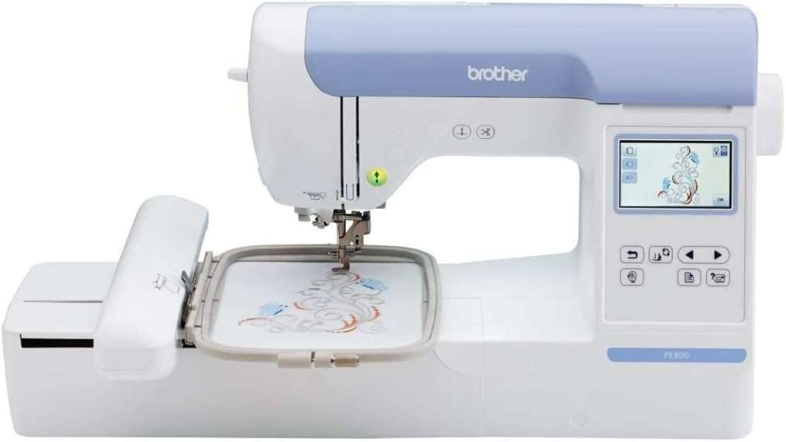 Brother Embroidery Machine PE800, 138 Built-in Designs, 5 x 7 Hoop Area, Large 3.2 LCD Touchscreen, USB Port, 11 Font Styles - 1