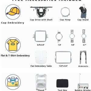 S-1201 Compact Embroidery Machine with 12 Needles, 1200SPM Max Speed, 7 Touch Screen, 9.5x12.6 Embroidery Area, Your First Commercial Embroidery Machine for Flat, Hat, T-shirt and more - 2