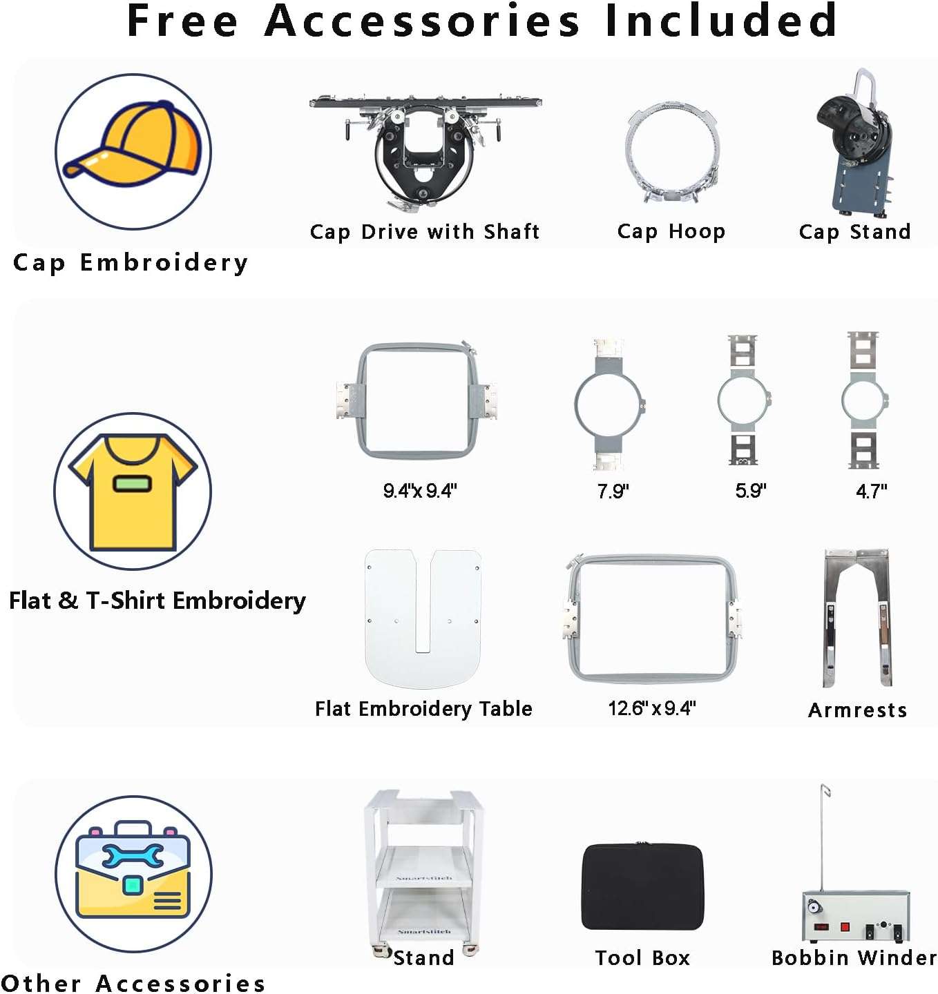 S-1201 Compact Embroidery Machine with 12 Needles, 1200SPM Max Speed, 7 Touch Screen, 9.5x12.6 Embroidery Area, Your First Commercial Embroidery Machine for Flat, Hat, T-shirt and more - 2