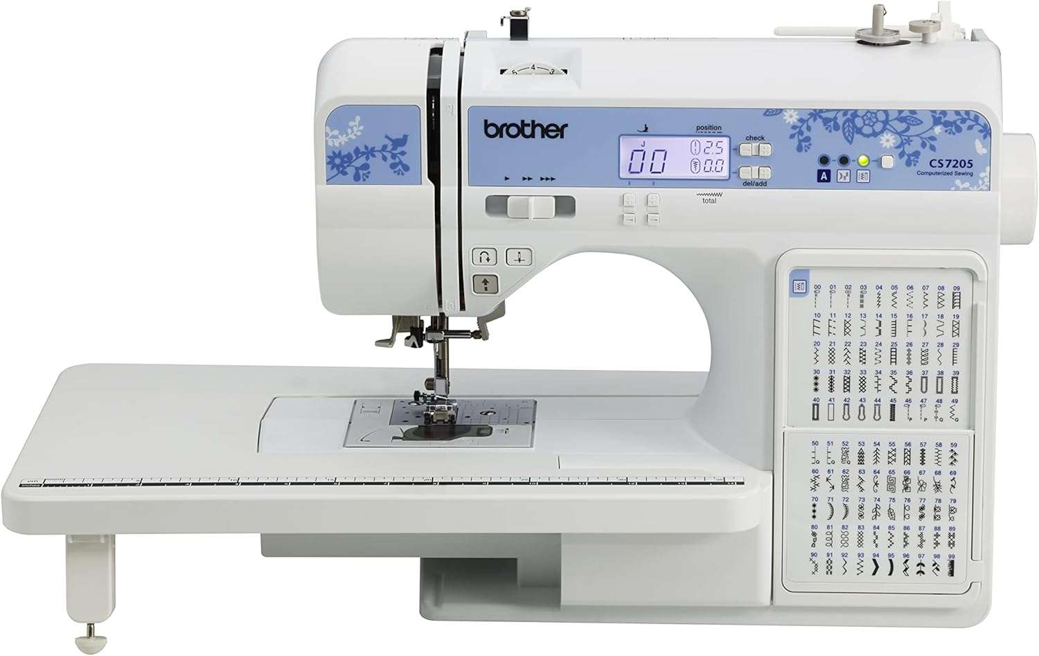 Brother CS7205 Computerized Sewing Machine with Wide Table, 150 Built-in Sewing Stitches, 1 Font, Wide Table, 11 Sewing Feet - 1