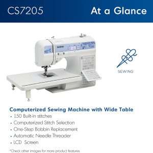 Brother CS7205 Computerized Sewing Machine with Wide Table, 150 Built-in Sewing Stitches, 1 Font, Wide Table, 11 Sewing Feet - 2