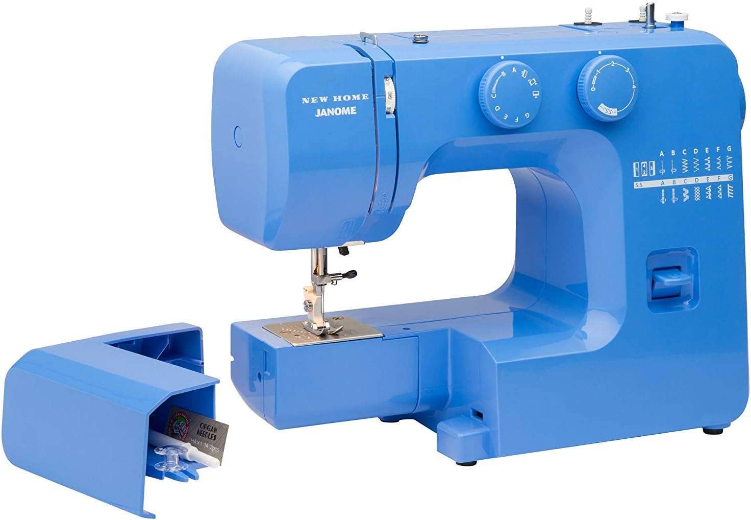 Janome Blue Couture Easy-to-Use Sewing Machine with Interior Metal Frame, Bobbin Diagram, Tutorial Videos, Made with Beginners in Mind! - 1