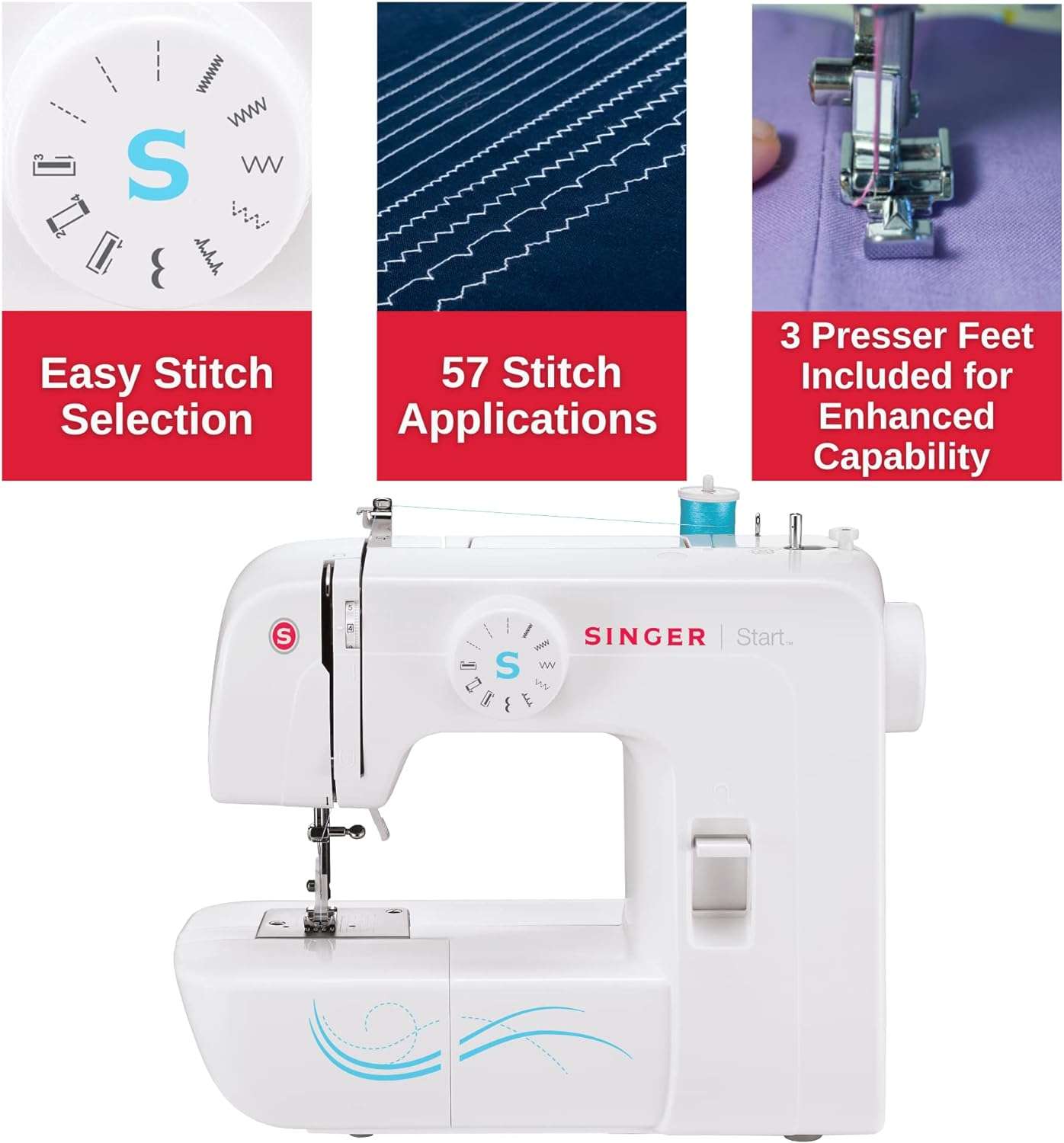 SINGER - Start 1304 Sewing Machine with 6 Built-in Stitches, Free Arm Sewing Machine - Best Sewing Machine for Beginners - 4