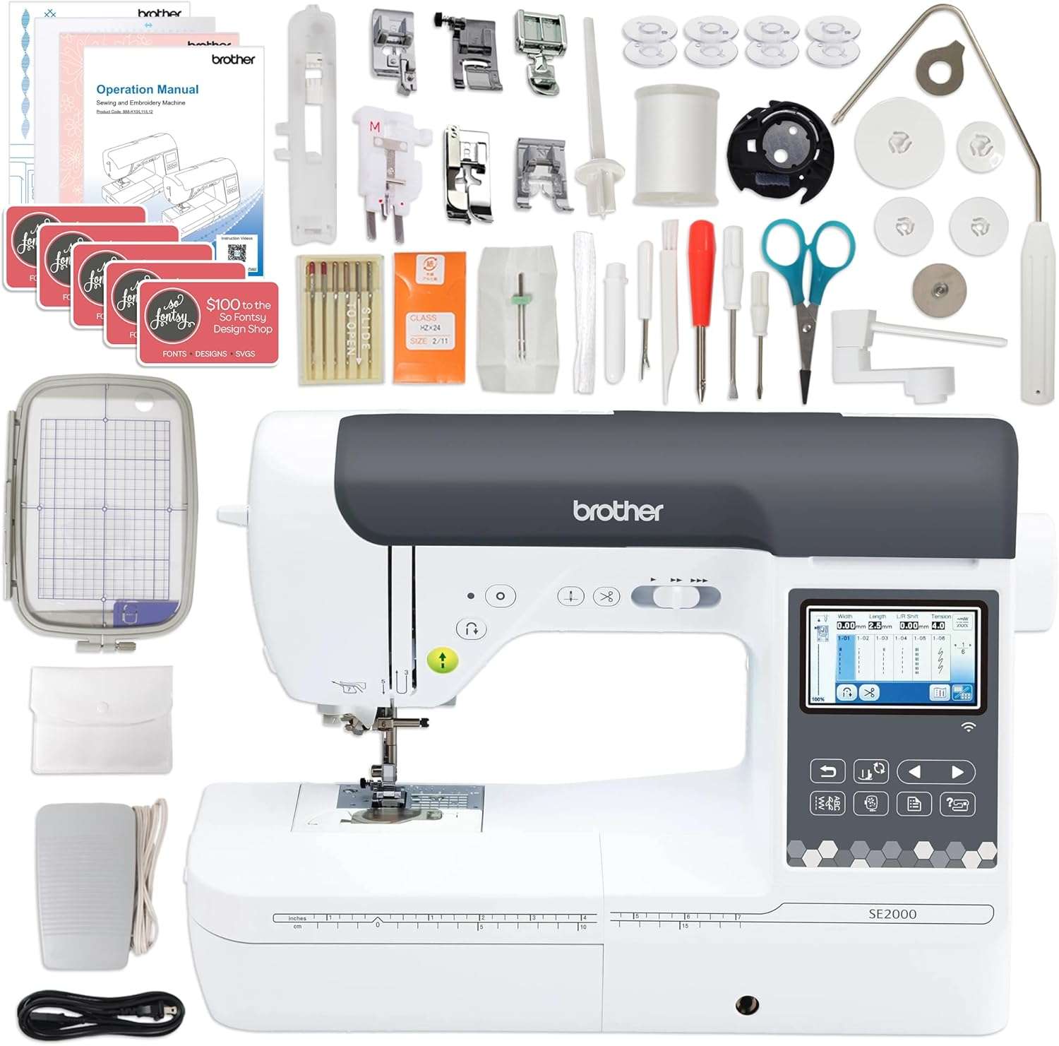 Brother SE2000 5 x 7 Embroidery & Sewing Machine with Deluxe 130 Thread Spools & Accessories - 2