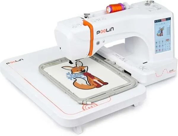 EOC06 Embroidery Machine 7.9x11 Inches Large Area for Clothing, Computerized 7 Inches Touchscreen Achieve Letter Embroidery and Combination Embroidery, Includes Thread, Stabilizer, Bobbins