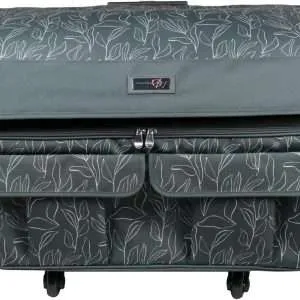 Everything Mary XXL Rolling Sewing Tote, Black & Floral - Rolling Carrying Storage Cover Case Compatible with Large Brother and Singer Machines - Universal Travel & Craft Tote Bag