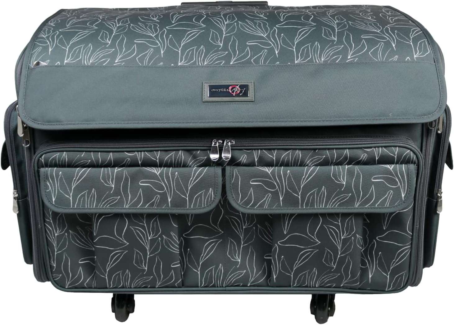 Everything Mary XXL Rolling Sewing Tote, Black & Floral - Rolling Carrying Storage Cover Case Compatible with Large Brother and Singer Machines - Universal Travel & Craft Tote Bag - 4