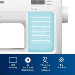 Brother CP60X Computerized Sewing Machine, 60 Built-in Stitches, LCD Display, 7 Included Feet, White - 5