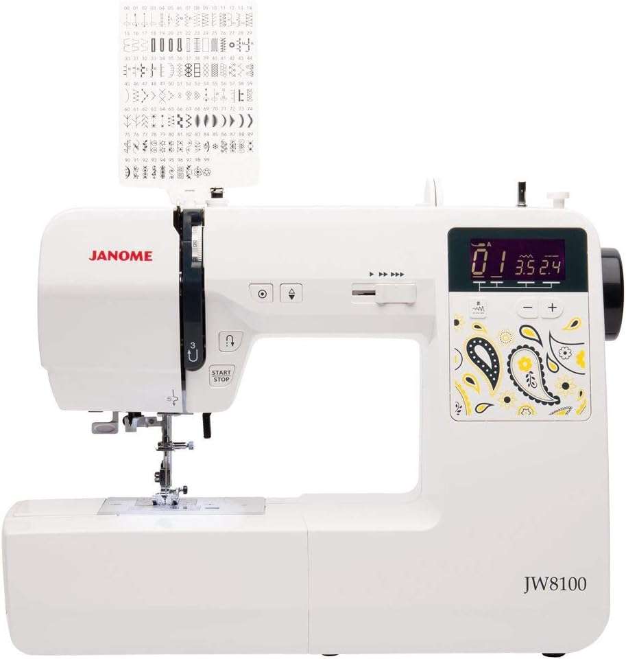 Janome JW8100 Fully-Featured Computerized Sewing Machine with 100 Stitches, 7 Buttonholes, Hard Cover, Extension Table and 22 Accessories - 2