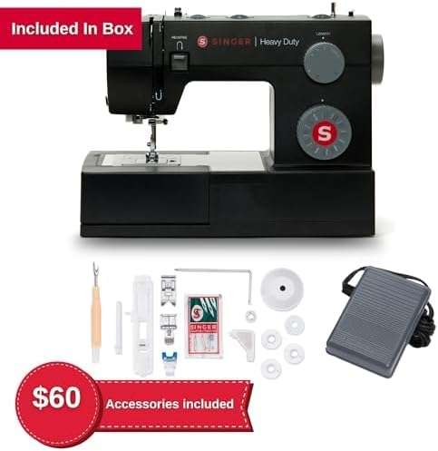 SINGER Heavy Duty 4432 High Speed Black Sewing Machine with Accessory Kit - Strong Motor with Enhanced Piercing Power, 110 Stitch Applications, Full Metal frame, 1-step Buttonhole & LED Light - 2