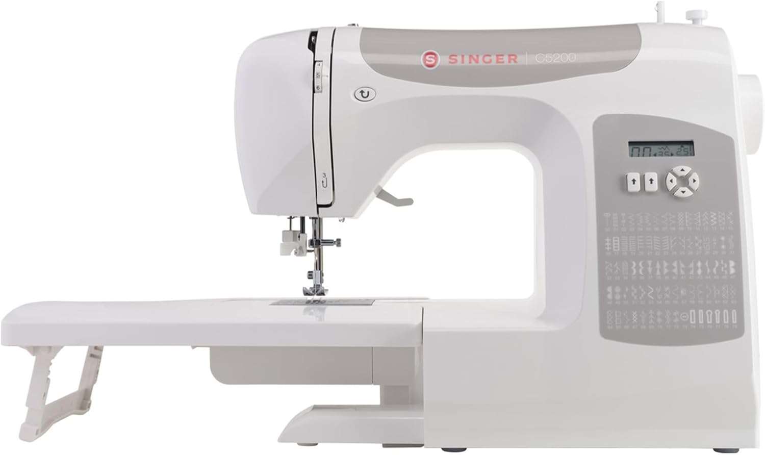 SINGER C5200 Computerized Sewing & Quilting Machine with Extension Table & Accessory Kit - 180 Stitch Applications, Touch Button Stitch Selection, LCD Screen, Full Metal Frame & 1-step Buttonhole - 1