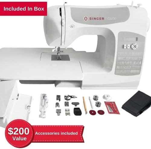 SINGER C5200 Computerized Sewing & Quilting Machine with Extension Table & Accessory Kit - 180 Stitch Applications, Touch Button Stitch Selection, LCD Screen, Full Metal Frame & 1-step Buttonhole - 2